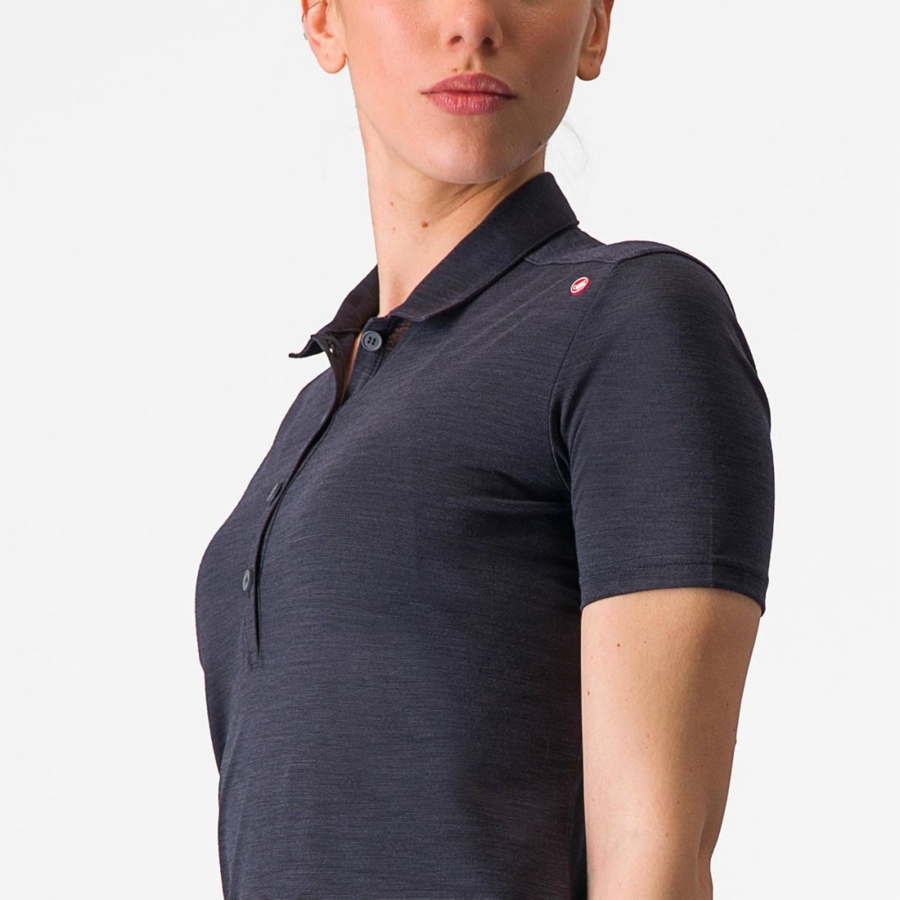 Castelli MERINO W POLO Women Casual Black | 0219KZWHX