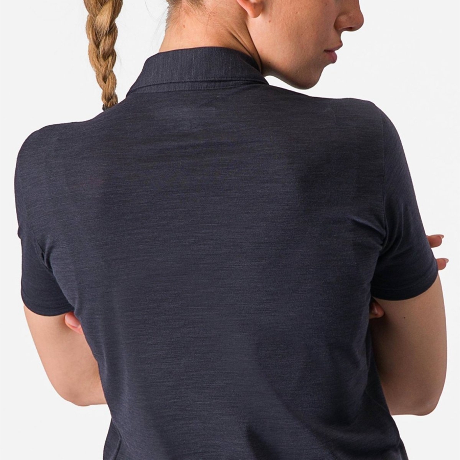 Castelli MERINO W POLO Women Casual Black | 0219KZWHX