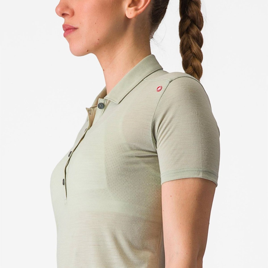 Castelli MERINO W POLO Women Casual Green | 2890CAQNY