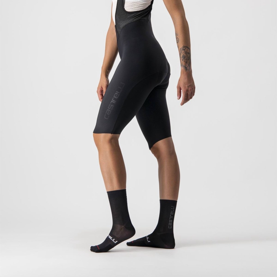 Castelli OMLOOP NANO W Women Bib Shorts Black | 0732MGNHF