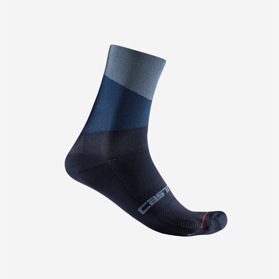 Castelli ORIZZONTE 15 Men Socks Light Grey Blue / Blue | 7125LFMND