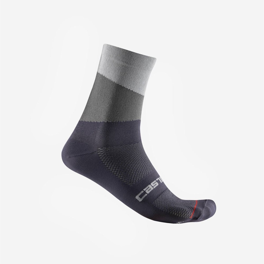 Castelli ORIZZONTE 15 Men Socks Silver Grey / Dark Grey | 8109NXMEG