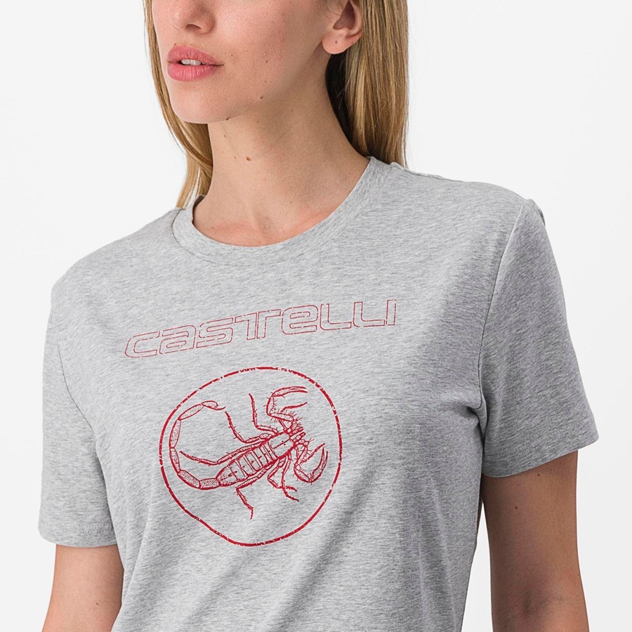 Castelli PEDALARE TEE Women Casual Khaki Grey | 0432ACNVF