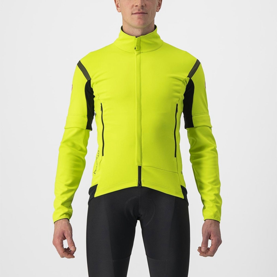 Castelli PERFETTO RoS 2 CONVERTIBLE Men Jackets Light Green / Dark Grey | 1089FMLPO