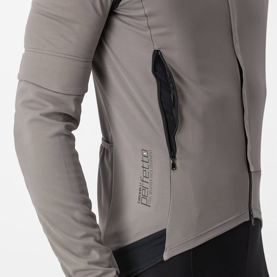 Castelli PERFETTO RoS 2 CONVERTIBLE Men Jackets Grey / Khaki Grey | 2947OEFLD