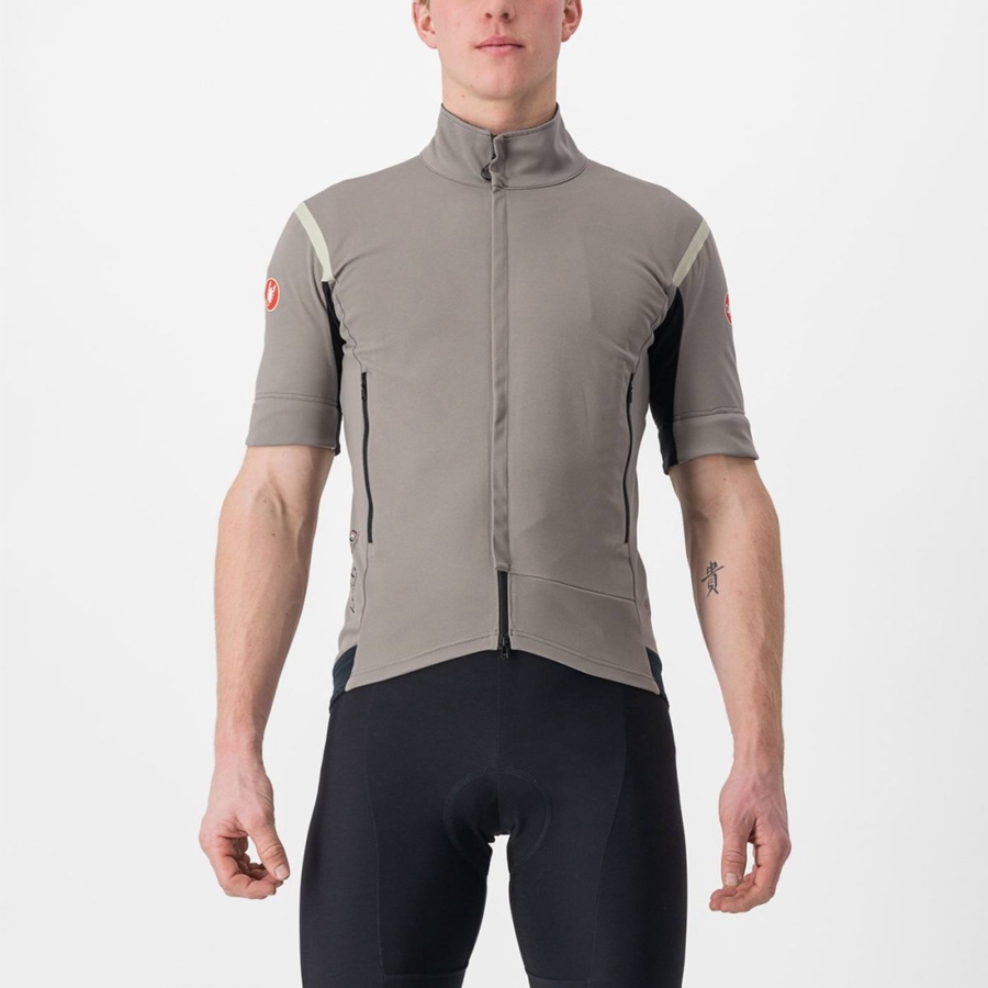 Castelli PERFETTO RoS 2 CONVERTIBLE Men Jackets Grey / Khaki Grey | 2947OEFLD