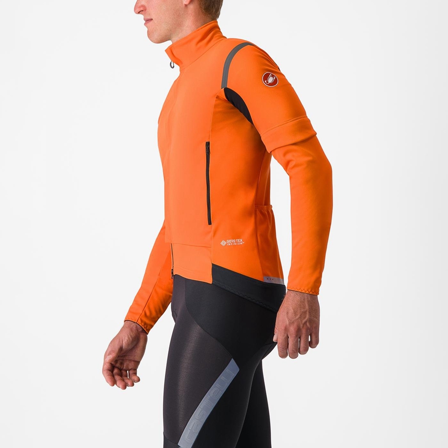 Castelli PERFETTO RoS 2 CONVERTIBLE Men Jackets Red Orange / Dark Grey | 0832JBMLE