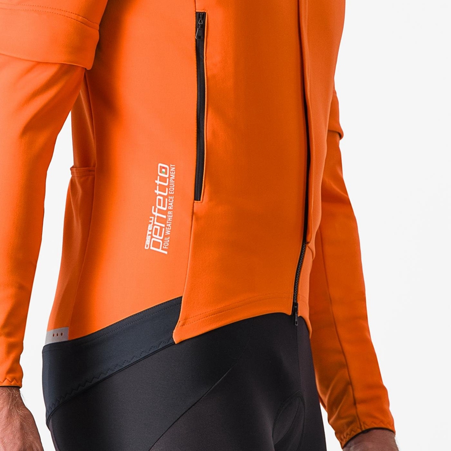 Castelli PERFETTO RoS 2 CONVERTIBLE Men Jackets Red Orange / Dark Grey | 0832JBMLE