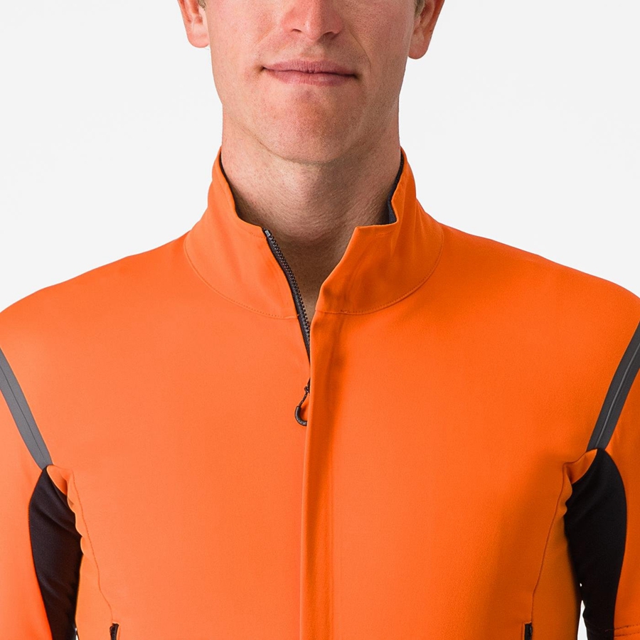 Castelli PERFETTO RoS 2 CONVERTIBLE Men Jackets Red Orange / Dark Grey | 0832JBMLE