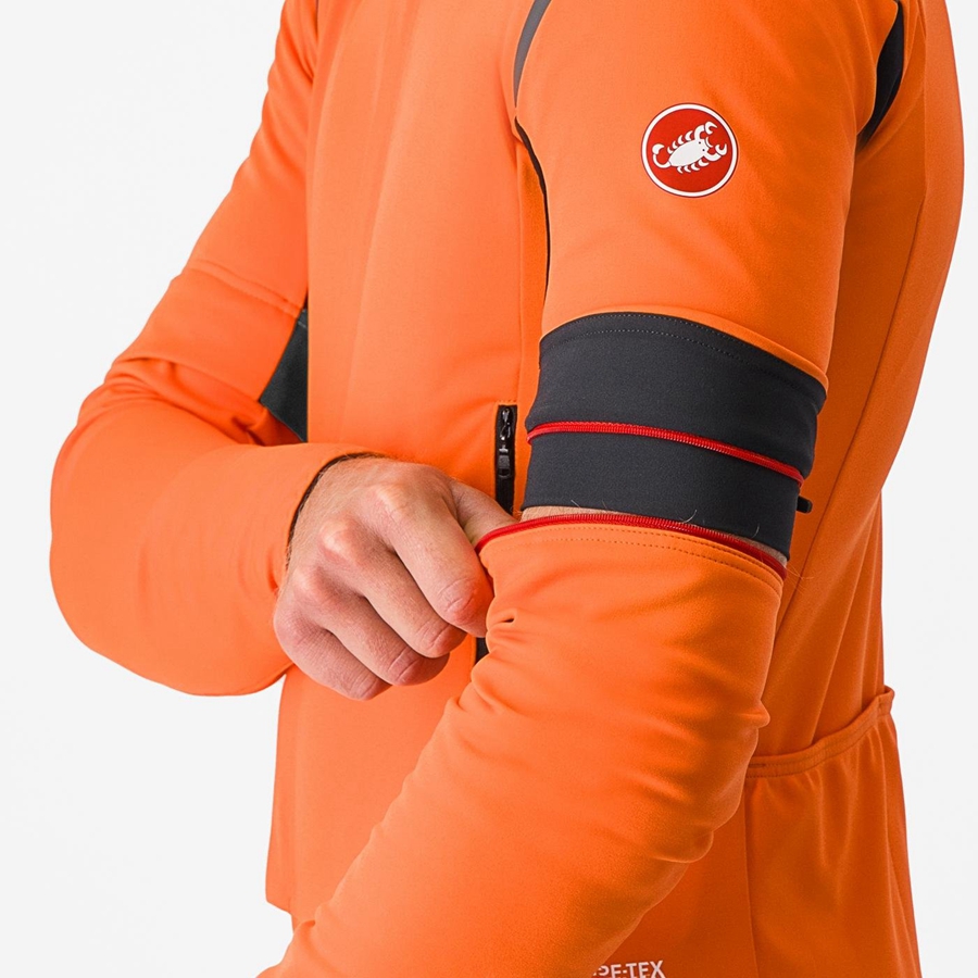 Castelli PERFETTO RoS 2 CONVERTIBLE Men Jackets Red Orange / Dark Grey | 0832JBMLE