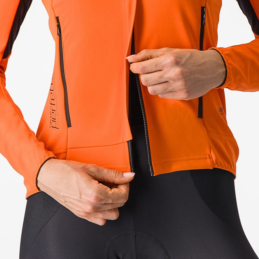 Castelli PERFETTO RoS 2 W Women Jackets Red Orange / Black | 2836GFQLR