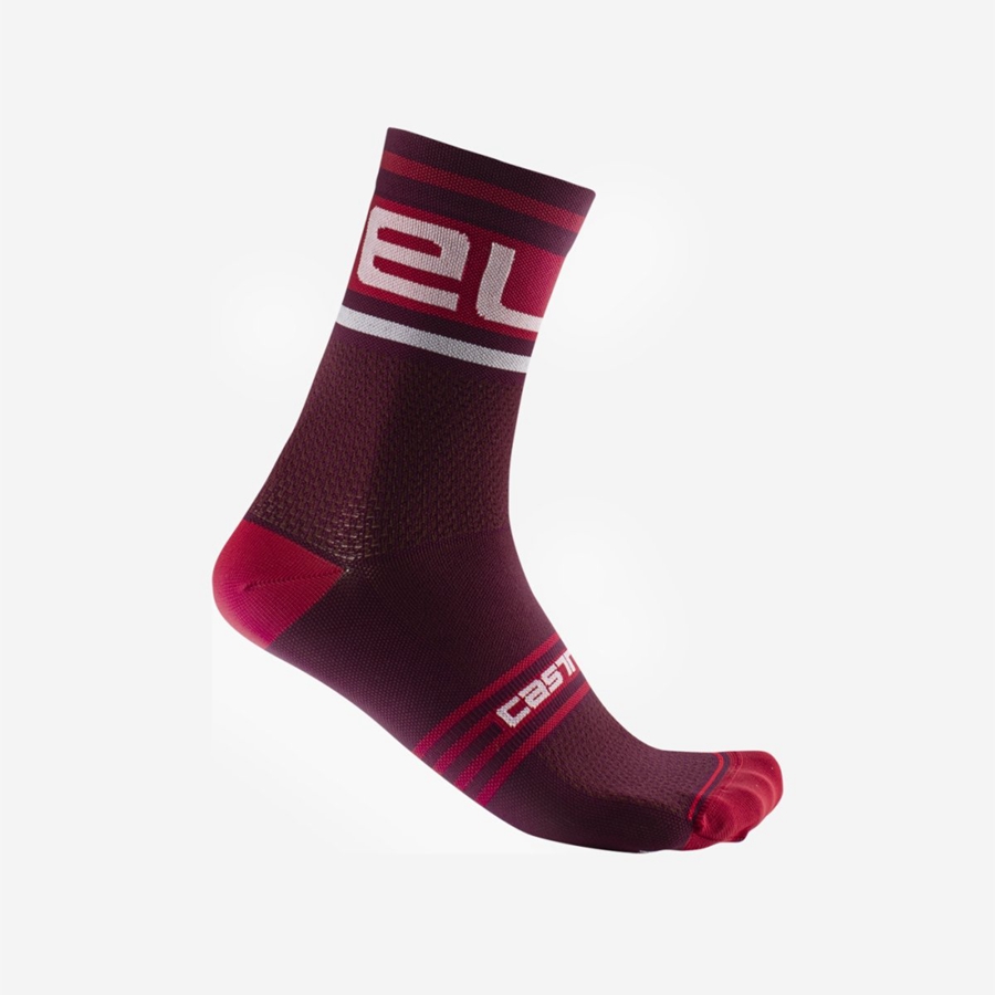 Castelli PROLOGO 15 Men Socks Burgundy / White | 8162AFXLK