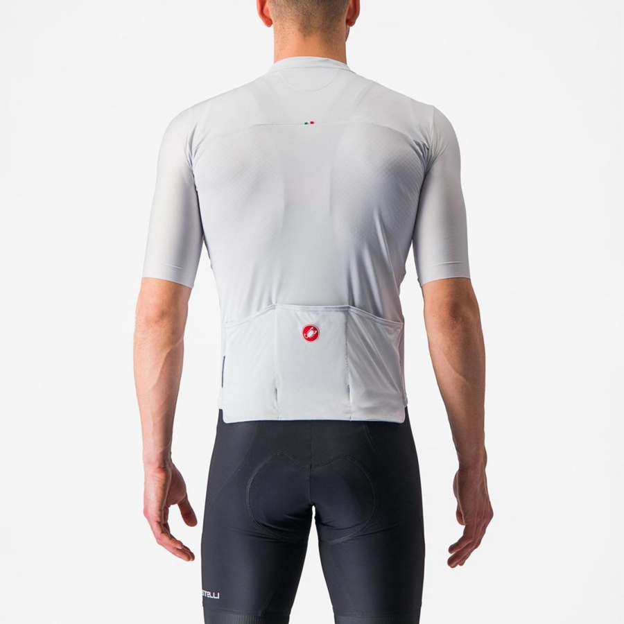 Castelli PROLOGO 7 Men Jersey Silver Grey / Green | 5483BYQXC