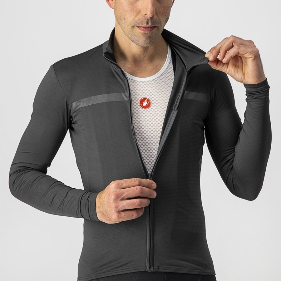 Castelli PRO THERMAL MID LS Men Jersey Dark Grey | 5043EUVGD