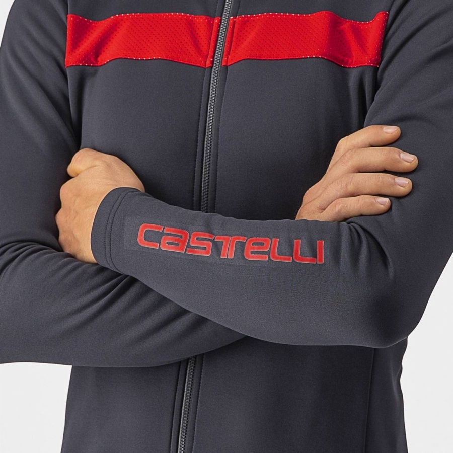 Castelli PURO 3 FZ Men Jersey Dark Grey / Red | 1328SALMK