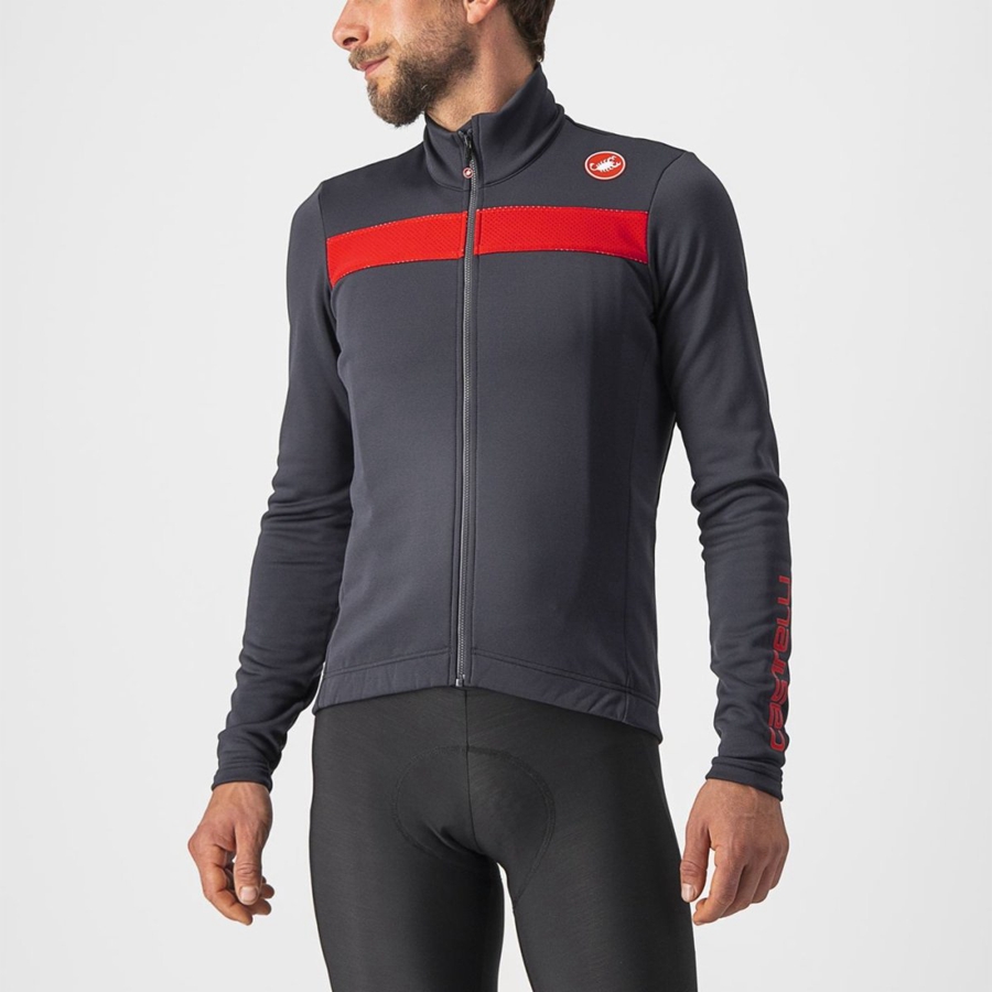 Castelli PURO 3 FZ Men Jersey Dark Grey / Red | 1328SALMK