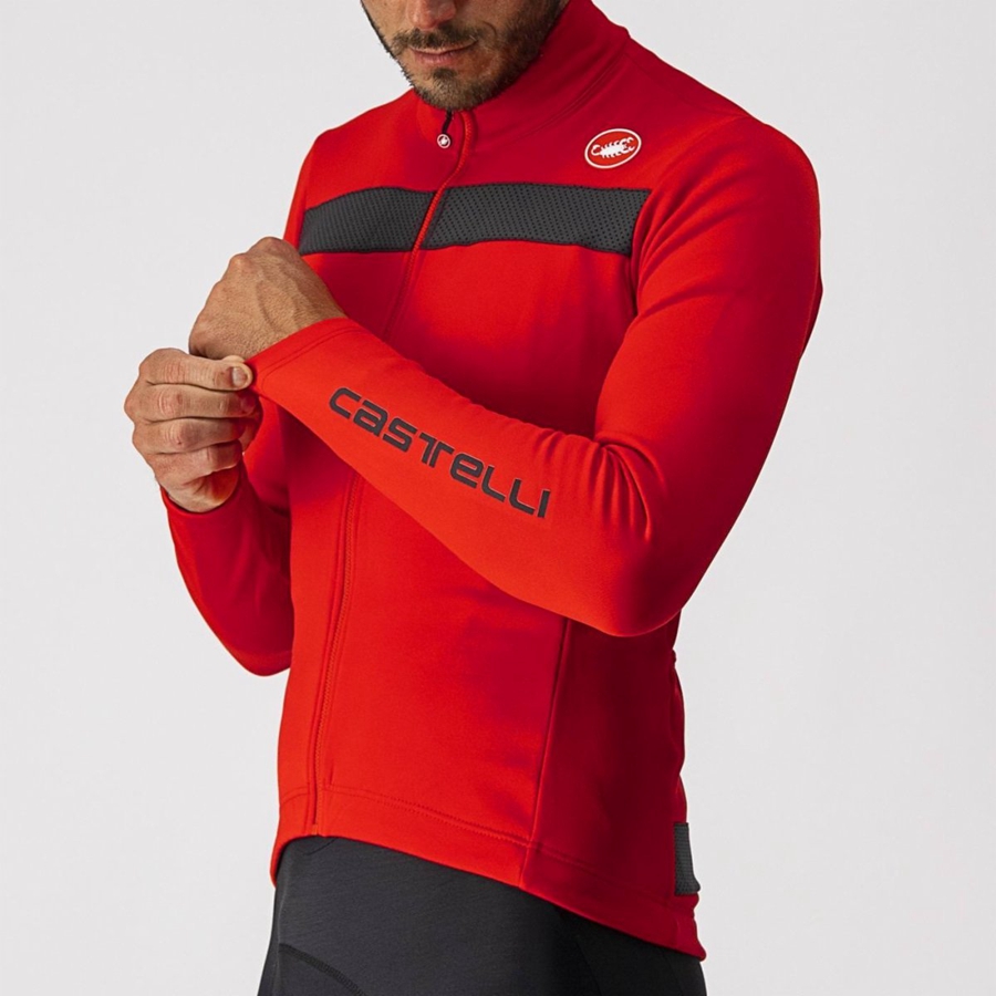 Castelli PURO 3 FZ Men Jersey Red / Black | 4651RYUEQ