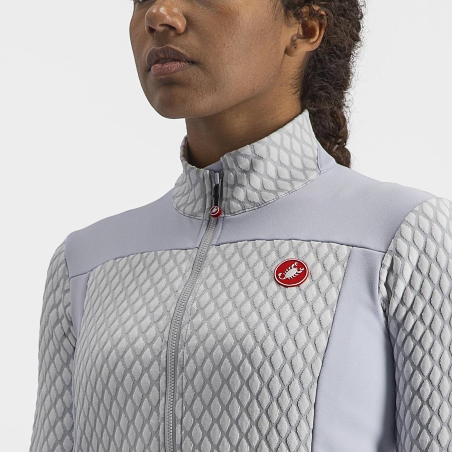 Castelli SFIDA 2 FZ Women Jersey Silver Grey / White | 1756WKXCG