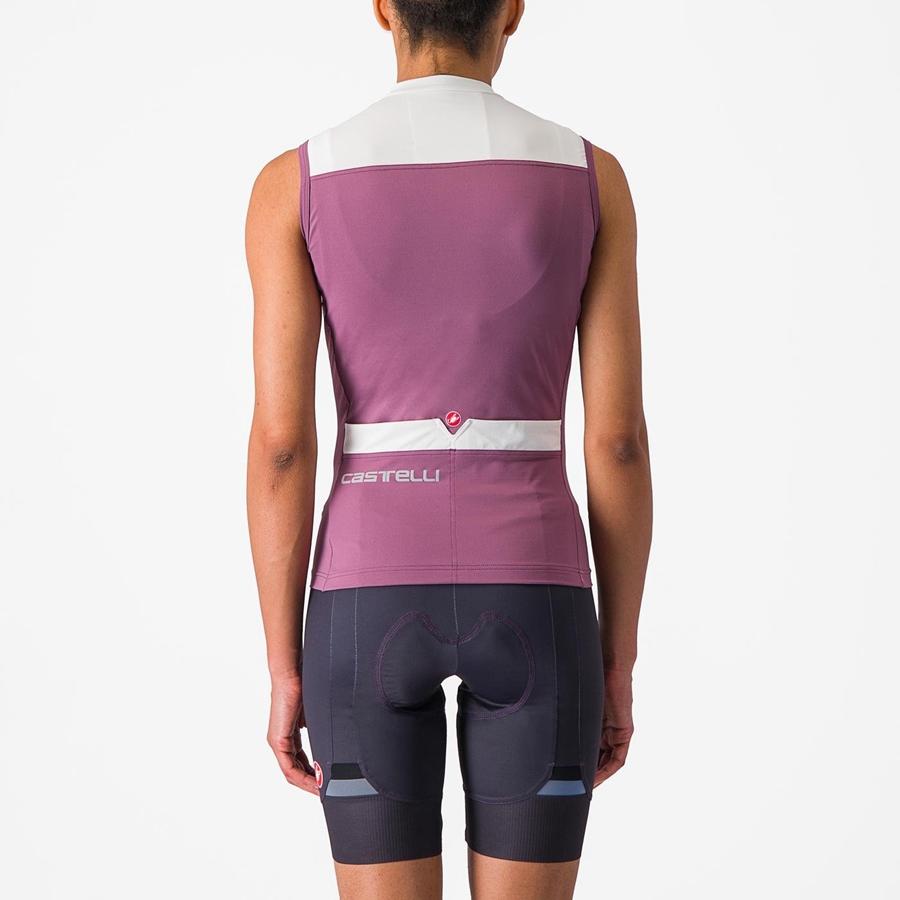 Castelli SOLARIS SLEEVELESS Women Jersey Deep Purple / White | 9860DFUWM