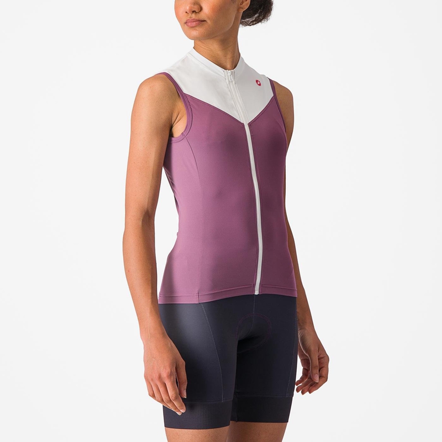 Castelli SOLARIS SLEEVELESS Women Jersey Deep Purple / White | 9860DFUWM