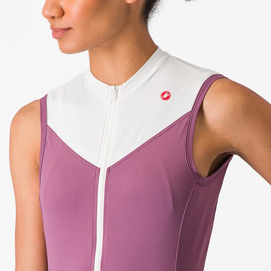 Castelli SOLARIS SLEEVELESS Women Jersey Deep Purple / White | 9860DFUWM