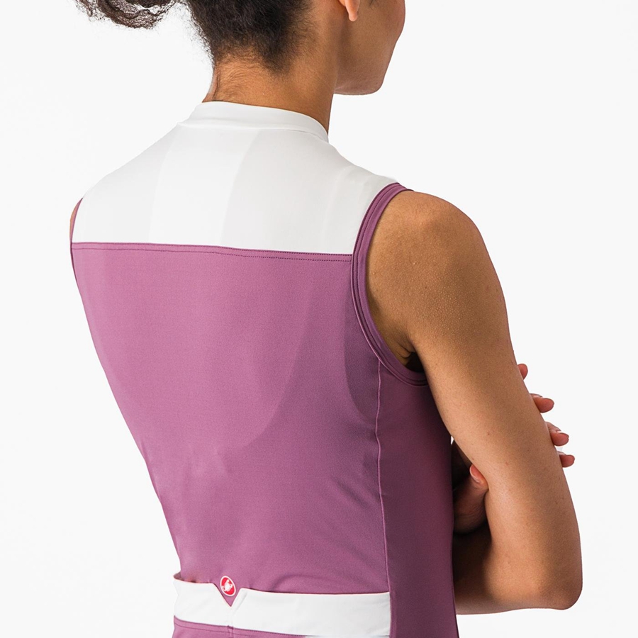 Castelli SOLARIS SLEEVELESS Women Jersey Deep Purple / White | 9860DFUWM