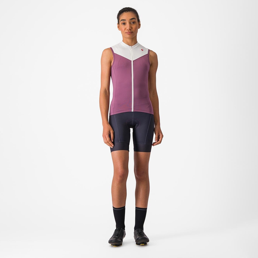 Castelli SOLARIS SLEEVELESS Women Jersey Deep Purple / White | 9860DFUWM