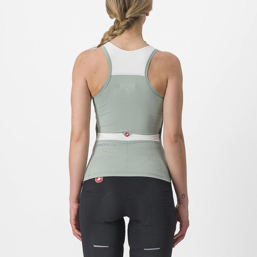 Castelli SOLARIS TOP Women Jersey Green / White | 1594SUOCB