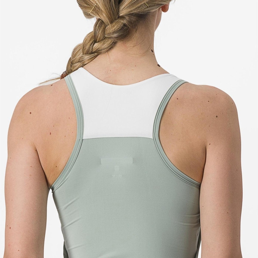 Castelli SOLARIS TOP Women Jersey Green / White | 1594SUOCB