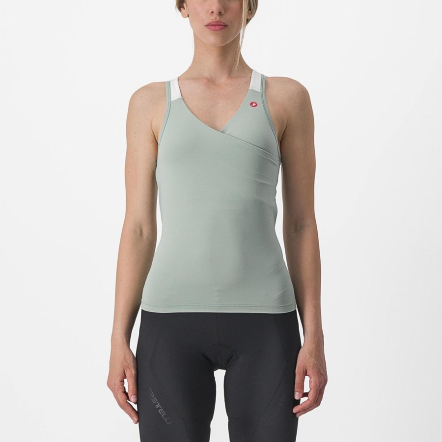 Castelli SOLARIS TOP Women Jersey Green / White | 1594SUOCB