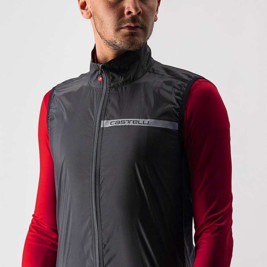 Castelli SQUADRA STRETCH Men Vest Black / Dark Grey | 6741IASFE