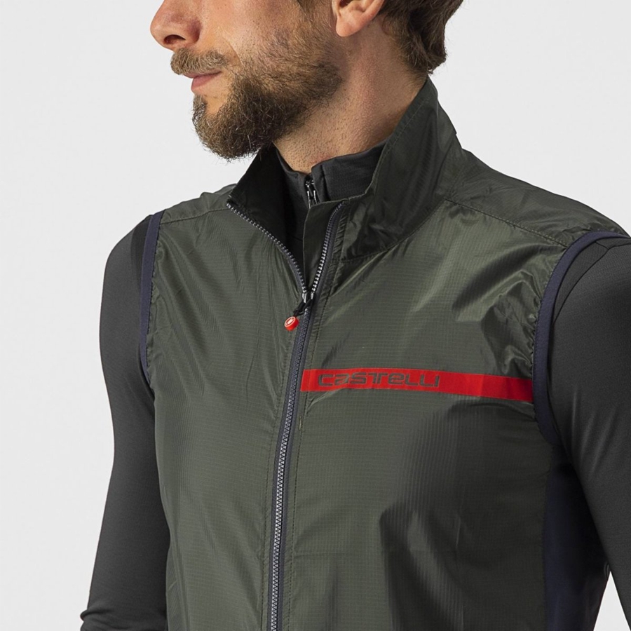 Castelli SQUADRA STRETCH Men Vest Green / Dark Grey | 7209TMZLP