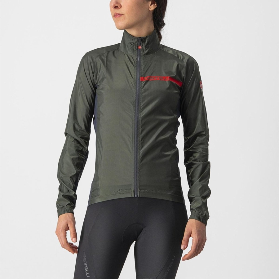 Castelli SQUADRA STRETCH W Women Protection Green / Dark Grey | 1358BLMXY