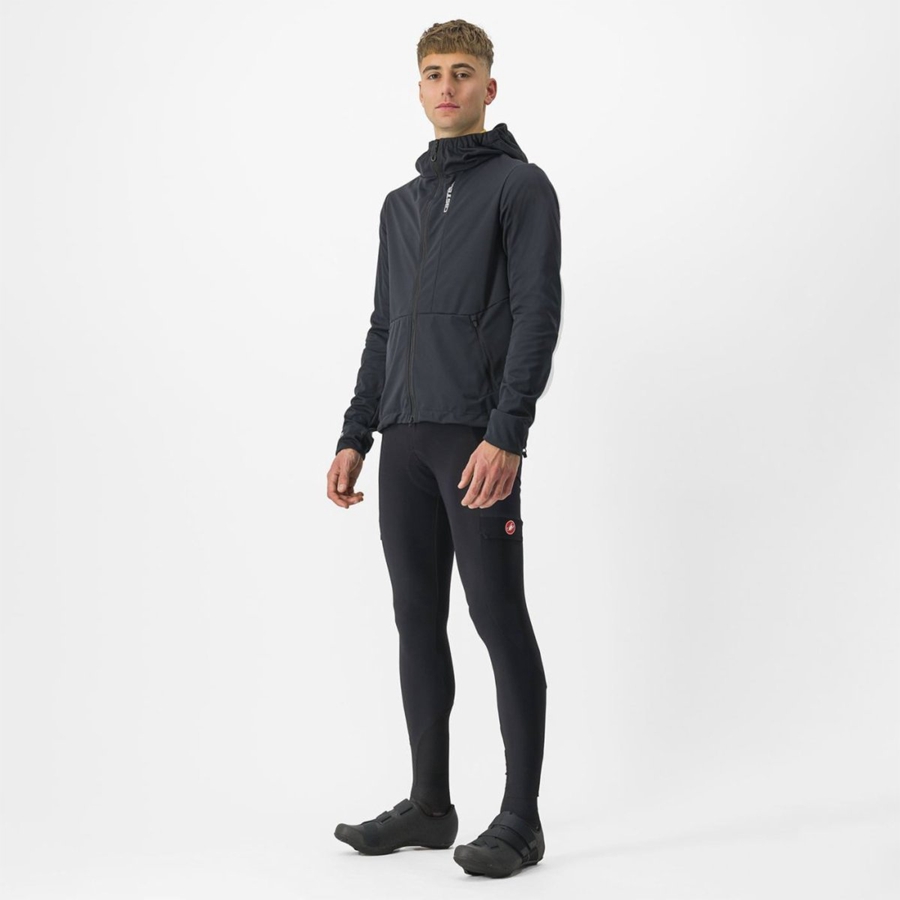 Castelli TRAIL HOODIE Men Jackets Black | 3427QZSLR