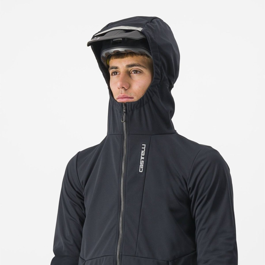 Castelli TRAIL HOODIE Men Jackets Black | 3427QZSLR