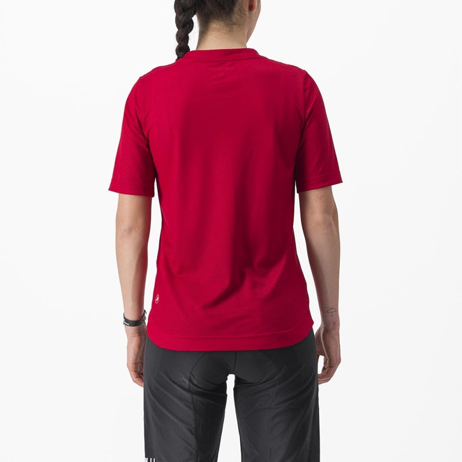 Castelli TRAIL TECH 2 W TEE Women Jersey Dark Red | 9824NPUBQ