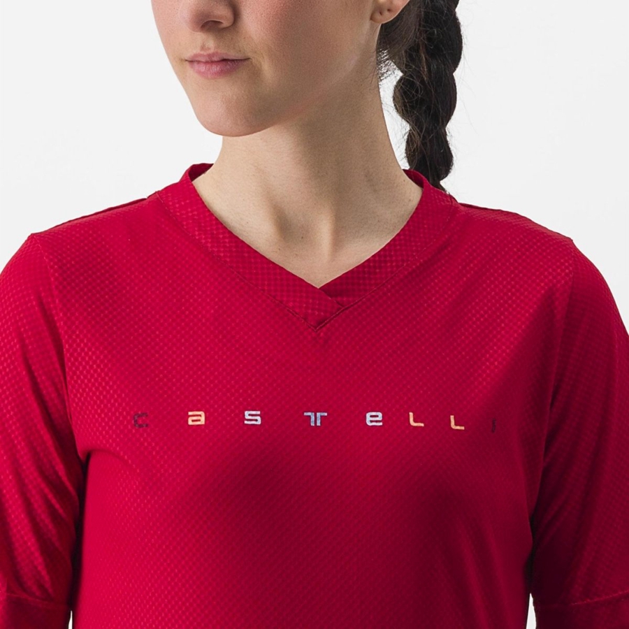 Castelli TRAIL TECH 2 W TEE Women Jersey Dark Red | 9824NPUBQ