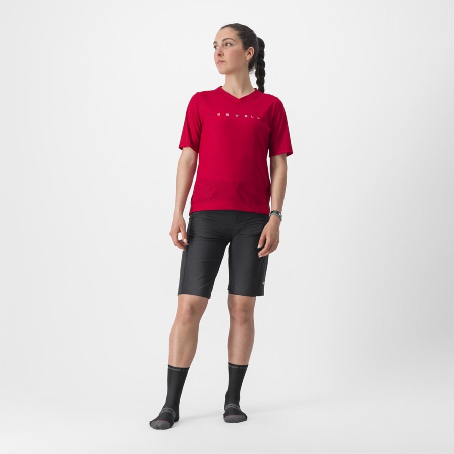 Castelli TRAIL TECH 2 W TEE Women Jersey Dark Red | 9824NPUBQ