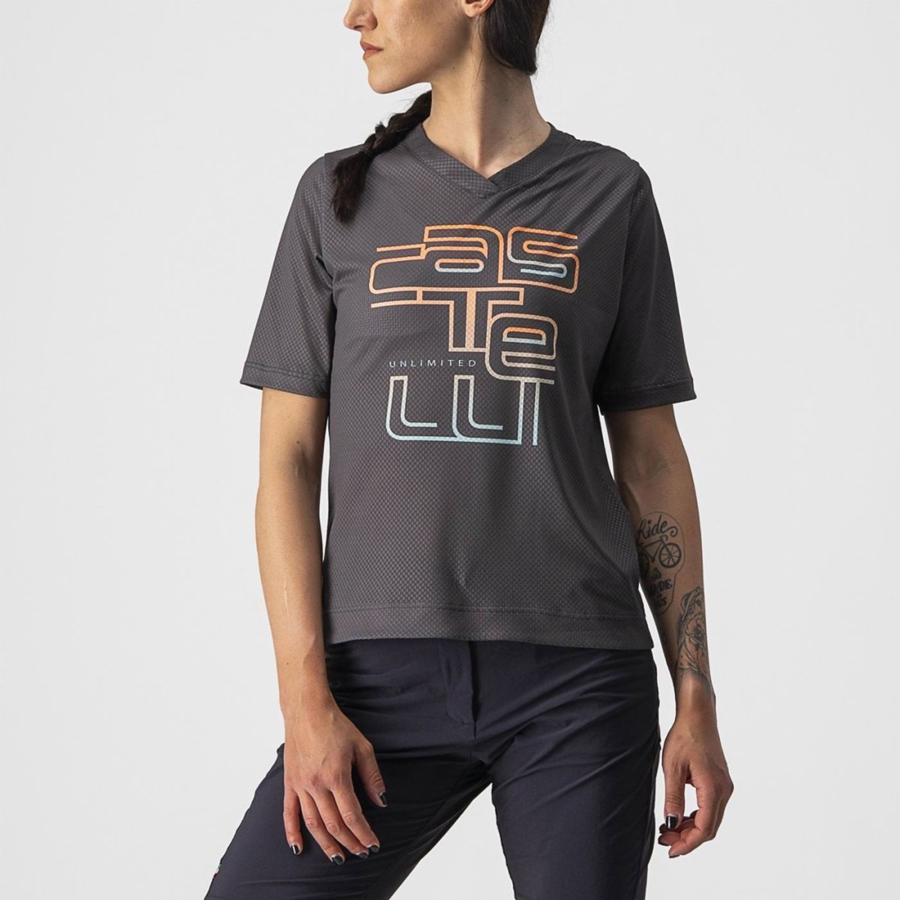 Castelli TRAIL TECH W TEE Women Jersey Dark Grey | 1967IKRYA