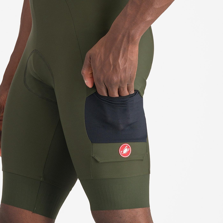 Castelli UNLIMITED CARGO Men Bib Shorts Deep Green | 1275VMZJQ