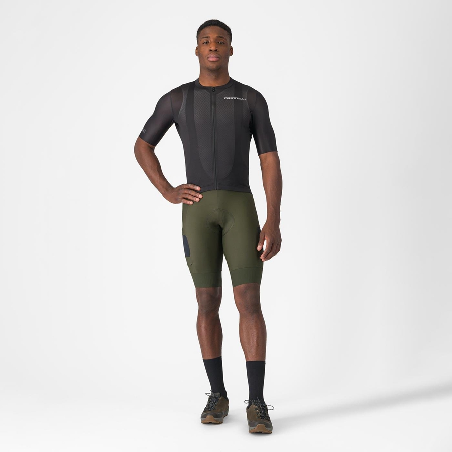 Castelli UNLIMITED CARGO Men Bib Shorts Deep Green | 1275VMZJQ