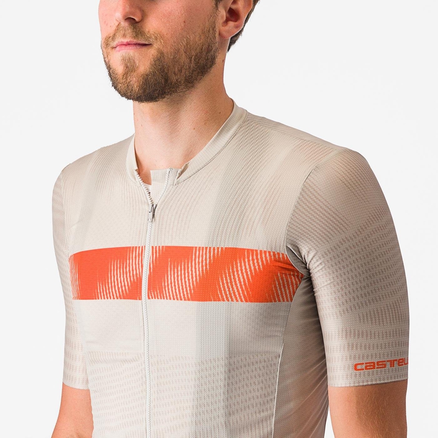 Castelli UNLIMITED ENDURANCE Men Jersey Silver / Orange Red | 7548SCJKG