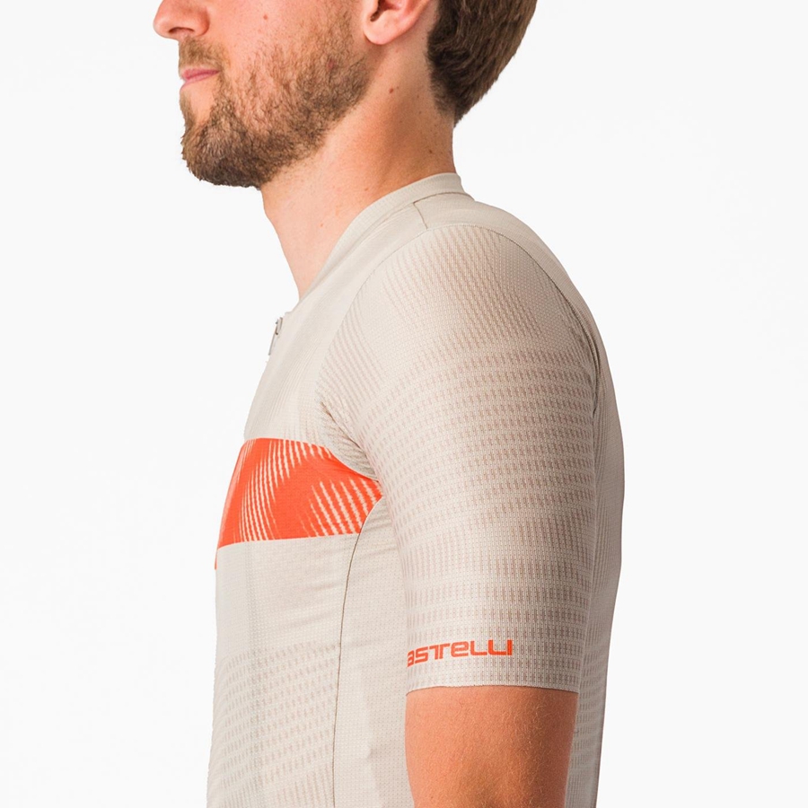 Castelli UNLIMITED ENDURANCE Men Jersey Silver / Orange Red | 7548SCJKG