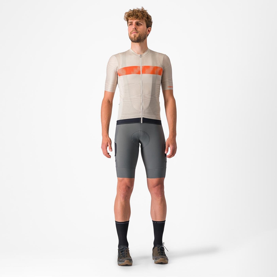 Castelli UNLIMITED ENDURANCE Men Jersey Silver / Orange Red | 7548SCJKG