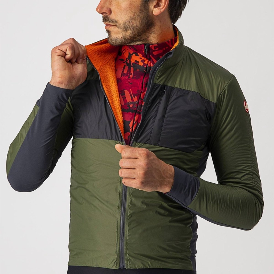 Castelli UNLIMITED PUFFY Men Jackets Light Green / Dark Grey | 6357APKQT