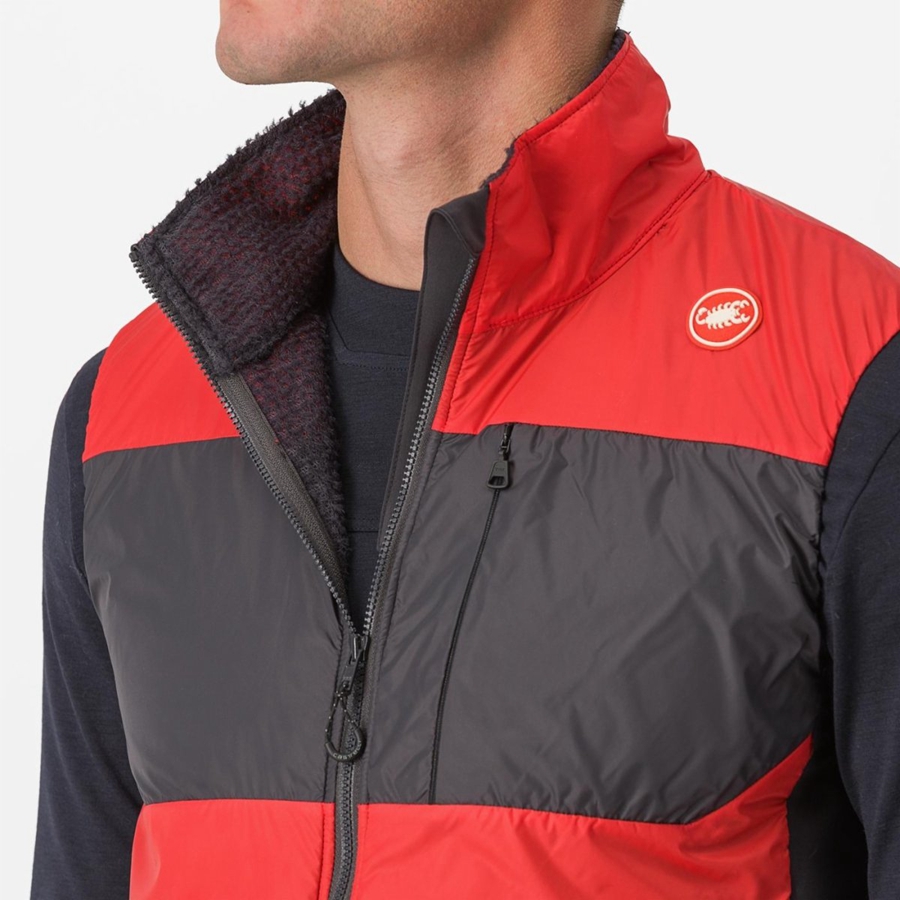 Castelli UNLIMITED PUFFY Men Vest Red / Dark Grey | 3064OULIB