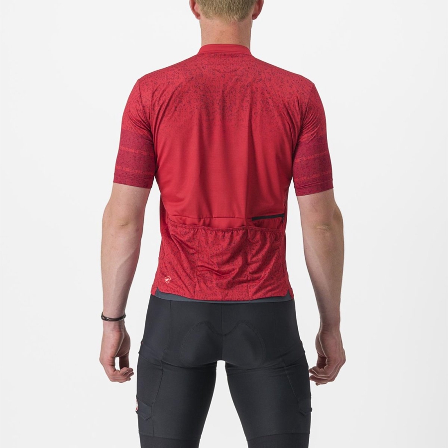 Castelli UNLIMITED TERRA Men Jersey Dark Red | 2850YNUJO