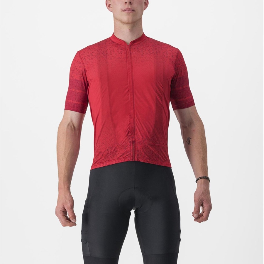 Castelli UNLIMITED TERRA Men Jersey Dark Red | 2850YNUJO