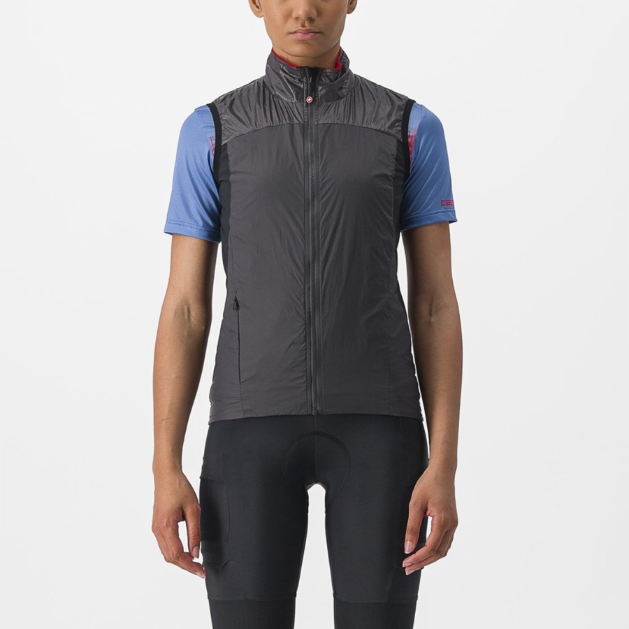 Castelli UNLIMITED W PUFFY Women Vest Dark Grey / Red | 3906JANRK