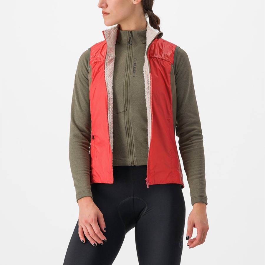 Castelli UNLIMITED W PUFFY Women Vest Red / Silver Grey | 5793LBFHW